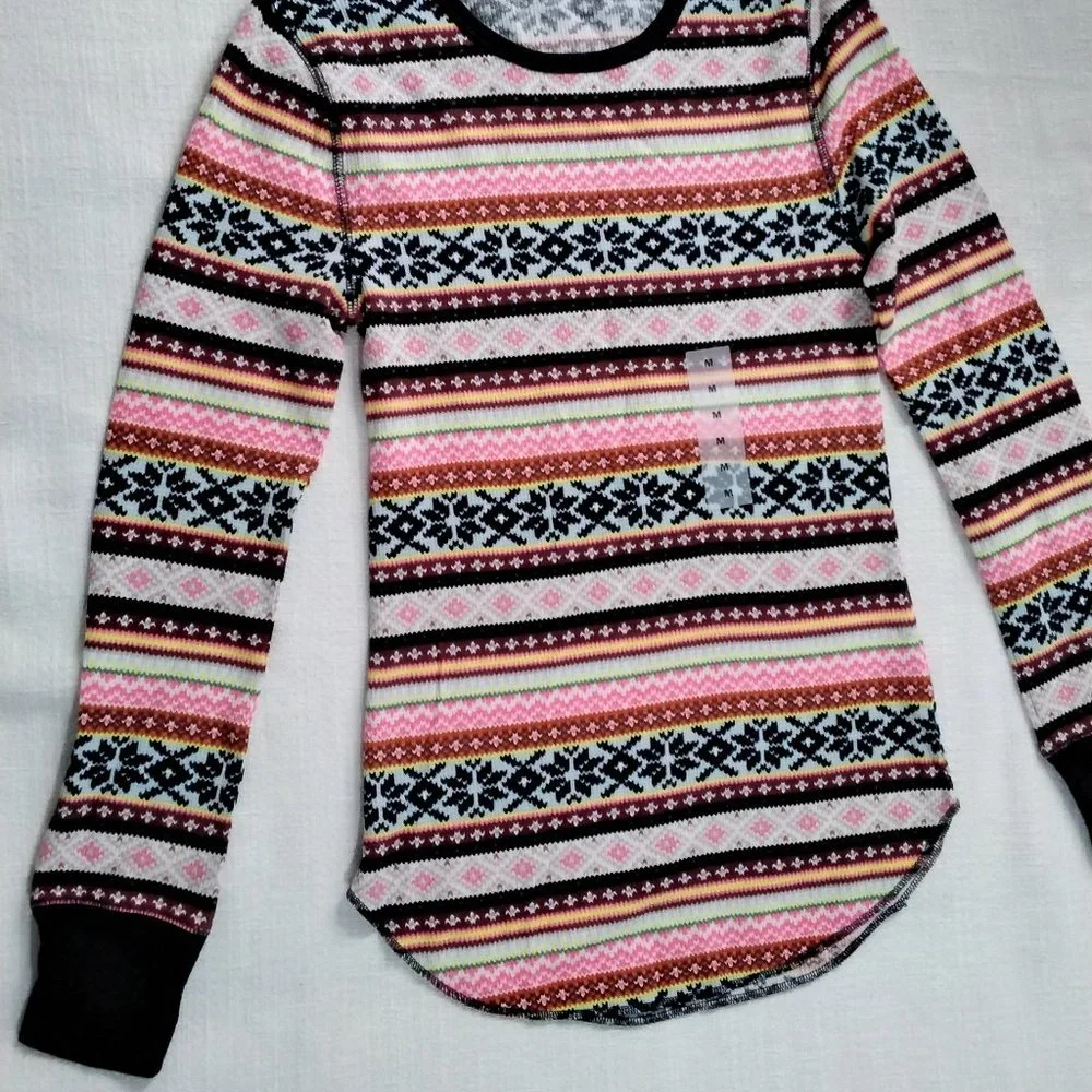 Old Navy Active Long Sleeve Striped Shirt Size M Medium Casual Boyfriend 007 - Picture 6 of 15